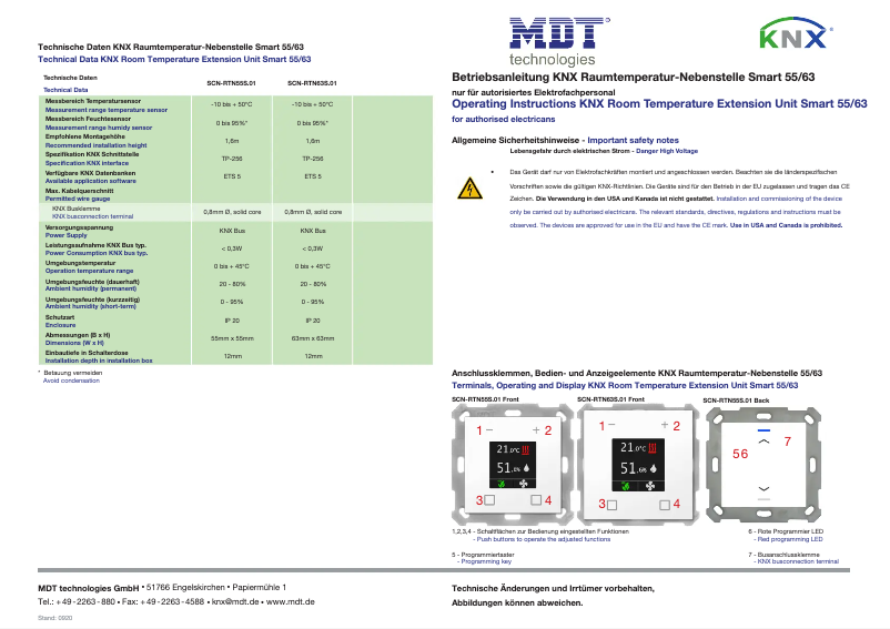 Page 1 de la notice Manuel utilisateur MDT SCN-RTR55S.01