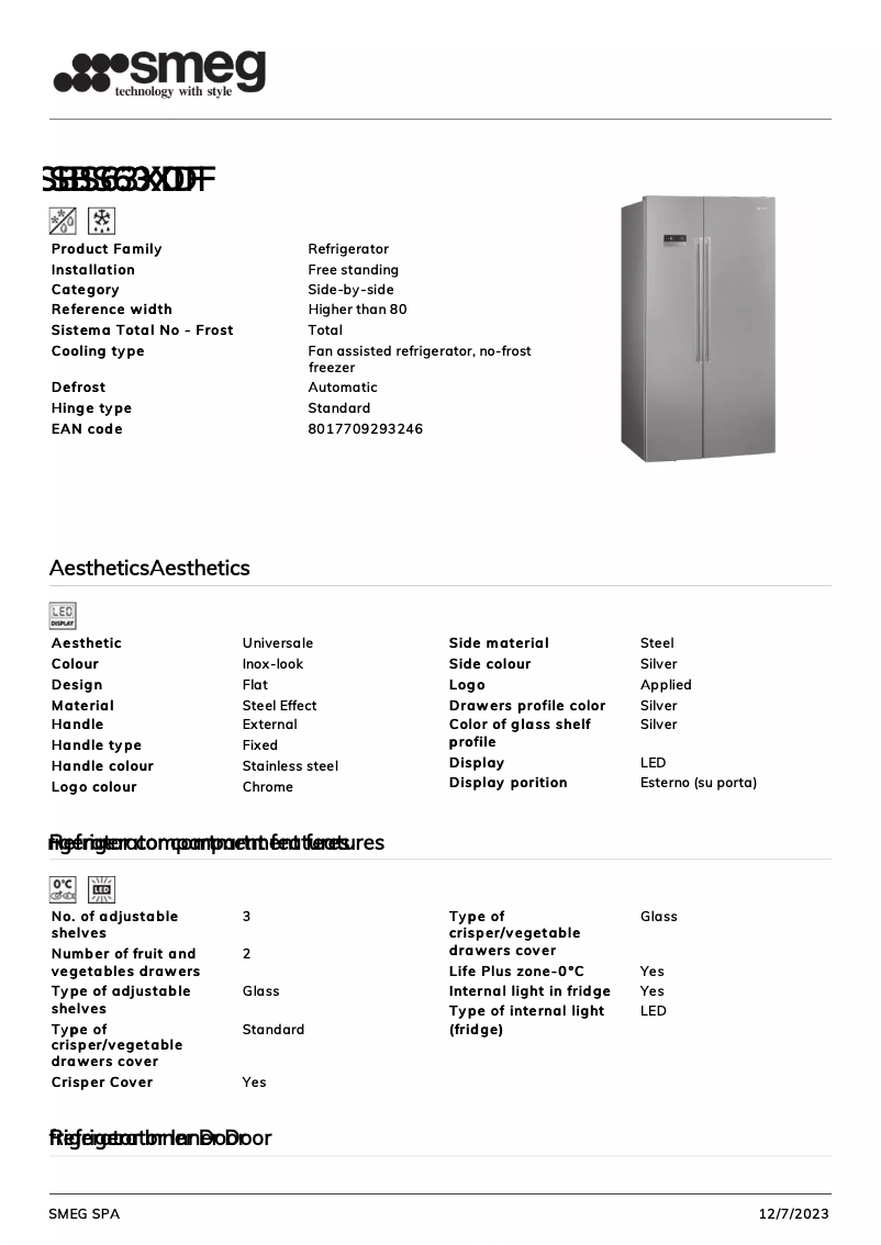 Image de la première page du manuel de l'appareil SBS63XDF