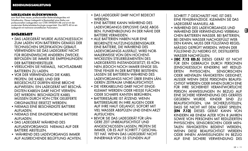 Página 1 del manual Manual de usuario Ctek MXTS 40