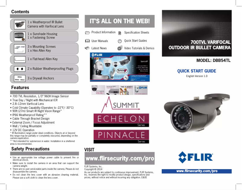 Page n°1 - Manuel utilisateur FLIR Summit DBB54TL