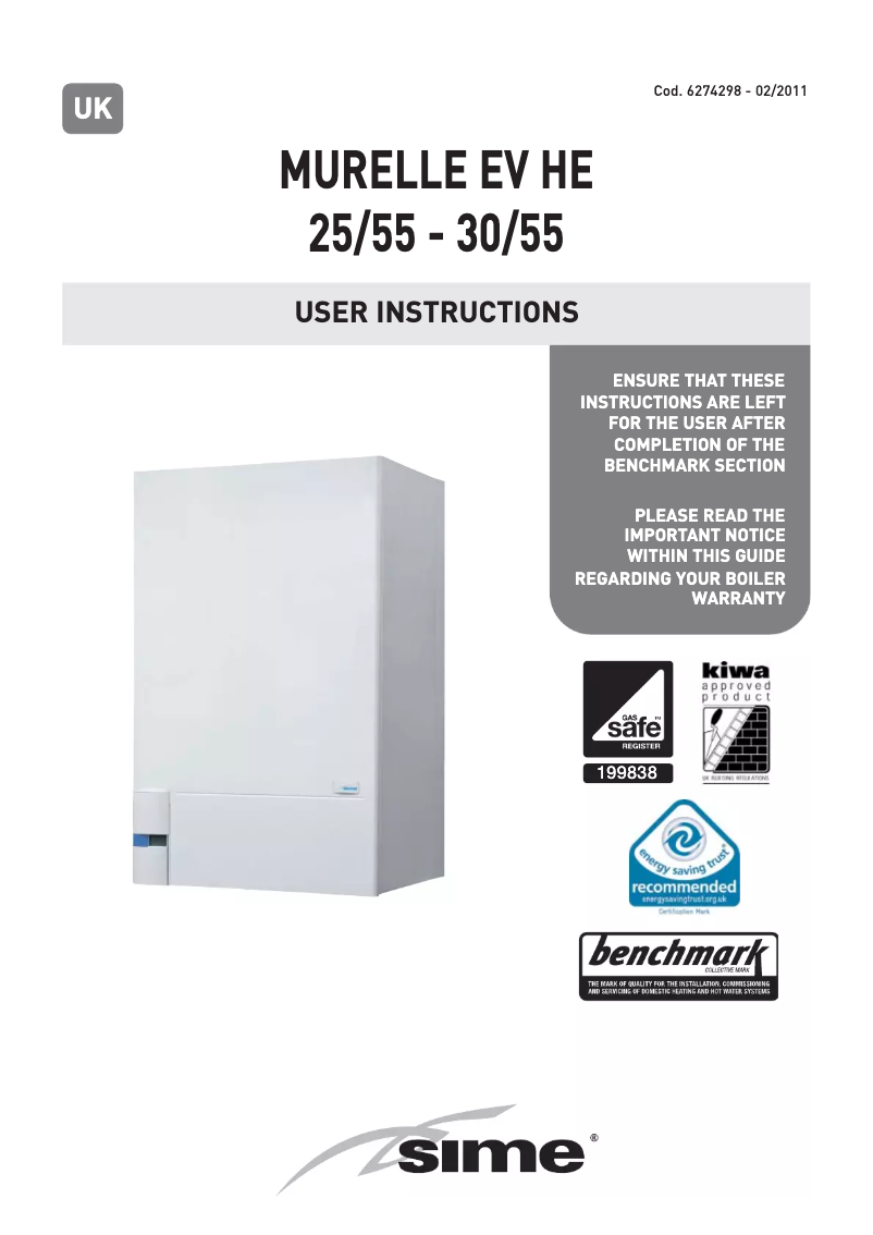 Image de la première page du manuel de l'appareil Murelle EV HE 30/55