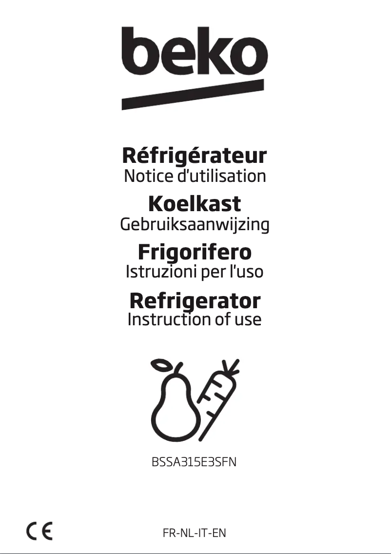Page 1 de la notice Manuel utilisateur Beko BSSA315E3SFN
