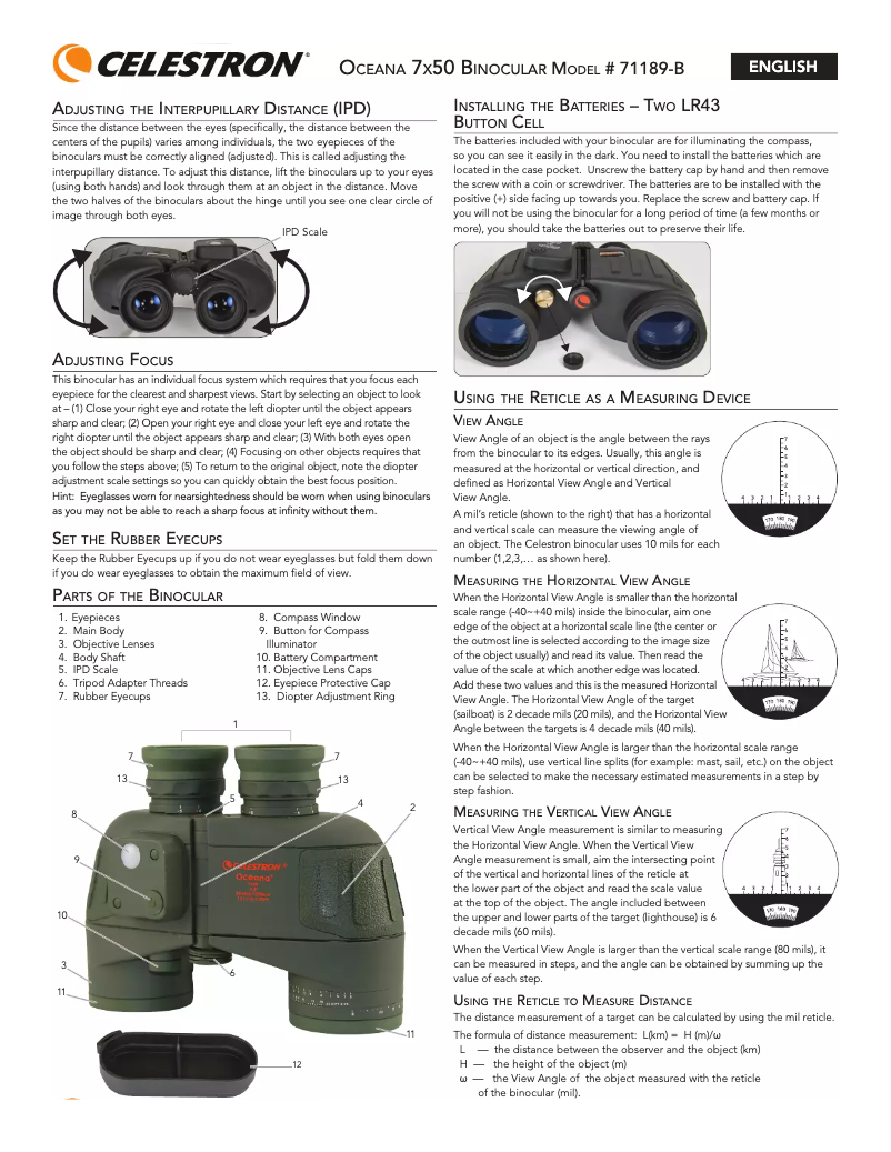 Page n°1 - Manuel utilisateur Celestron Oceana