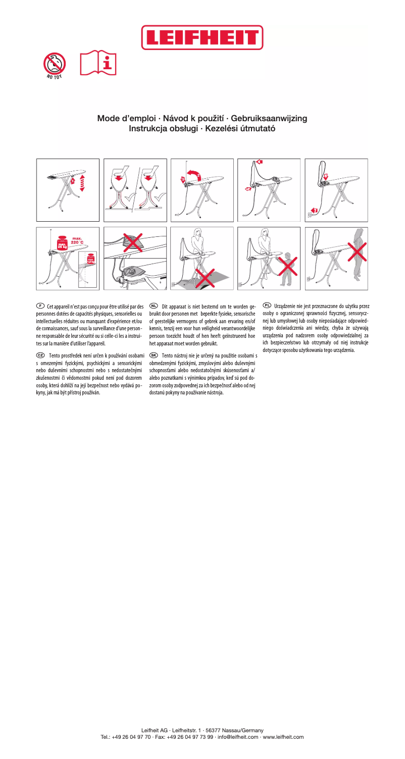 Page 1 de la notice Manuel utilisateur Leifheit Air Board M Compact Plus 72616