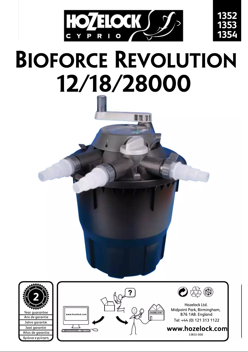 Page 1 de la notice Manuel utilisateur Hozelock Bioforce Revolution 18000