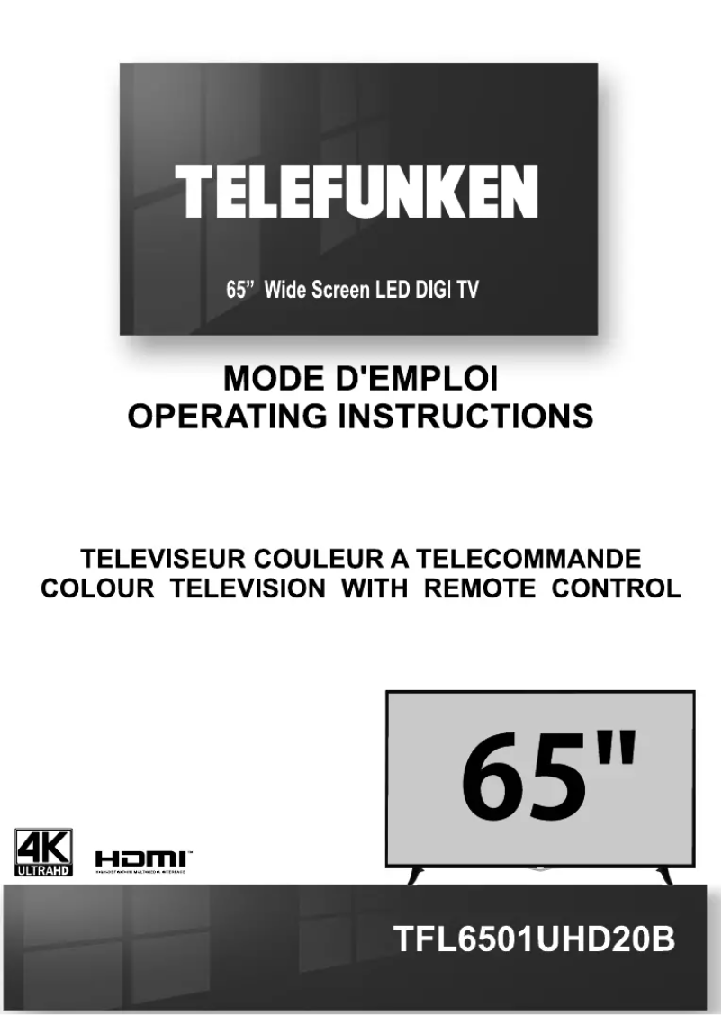 Page 1 de la notice Manuel utilisateur Telefunken TFL6501UHD20B