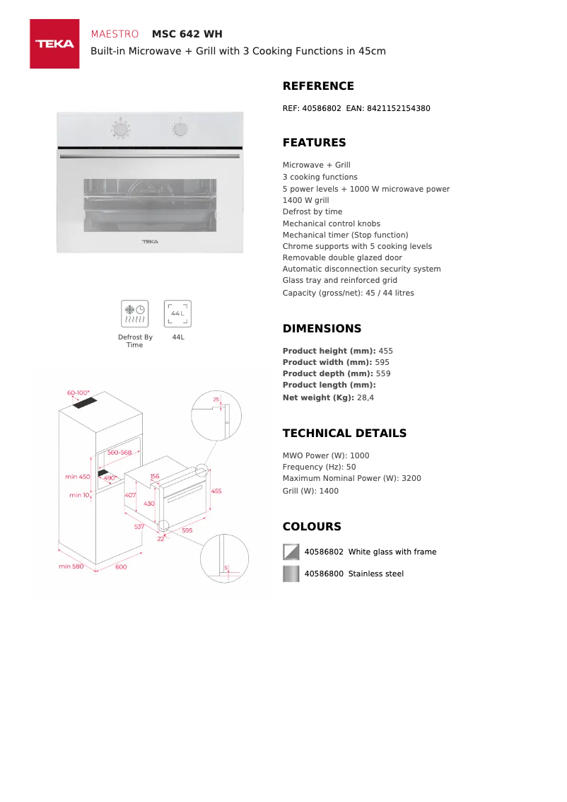 Page 1 de la notice Manuel utilisateur Teka MSC 642