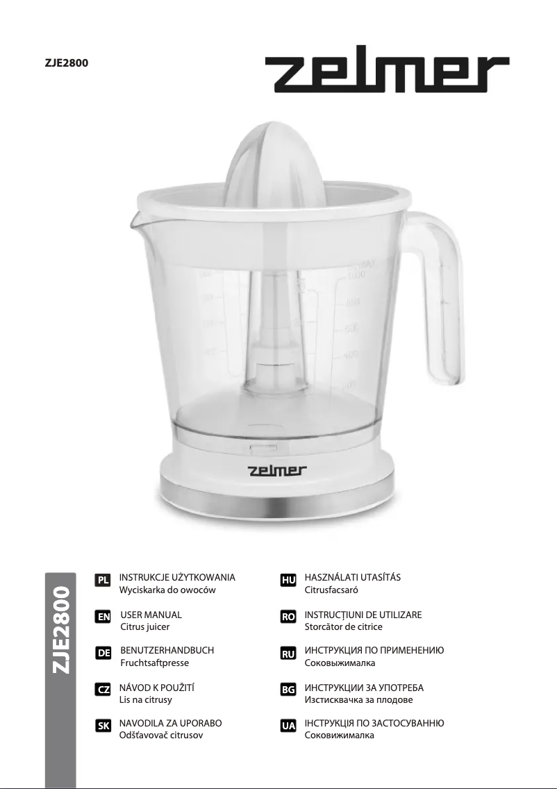 Page 1 of the manual User Manual Zelmer ZJE2800
