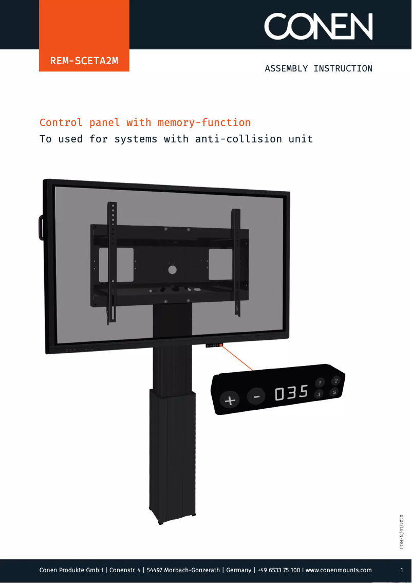 Page n°1 - Manuel utilisateur Conen Mounts REM-SCETA2M