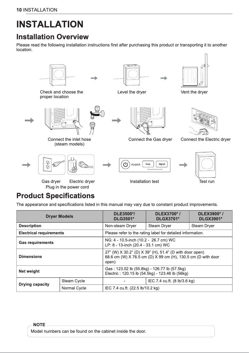 Page 1 de la notice Guide d'installation LG DLEX3700W