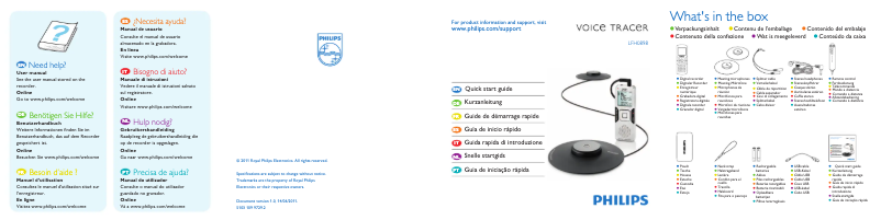 Page 1 de la notice Manuel utilisateur Philips Voice Tracer LFH0898