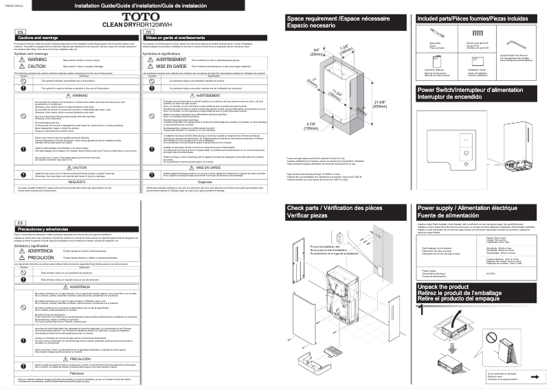 Page n°1 - Manuel utilisateur TOTO Clean Dry HDR120#WH