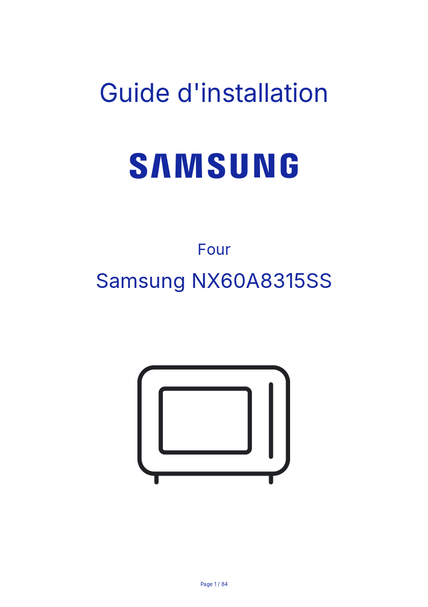 Page n°1 - Guide d'installation Samsung NX60A8315SS
