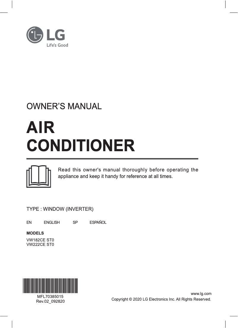 Page n°1 - Manuel utilisateur LG VW182CE