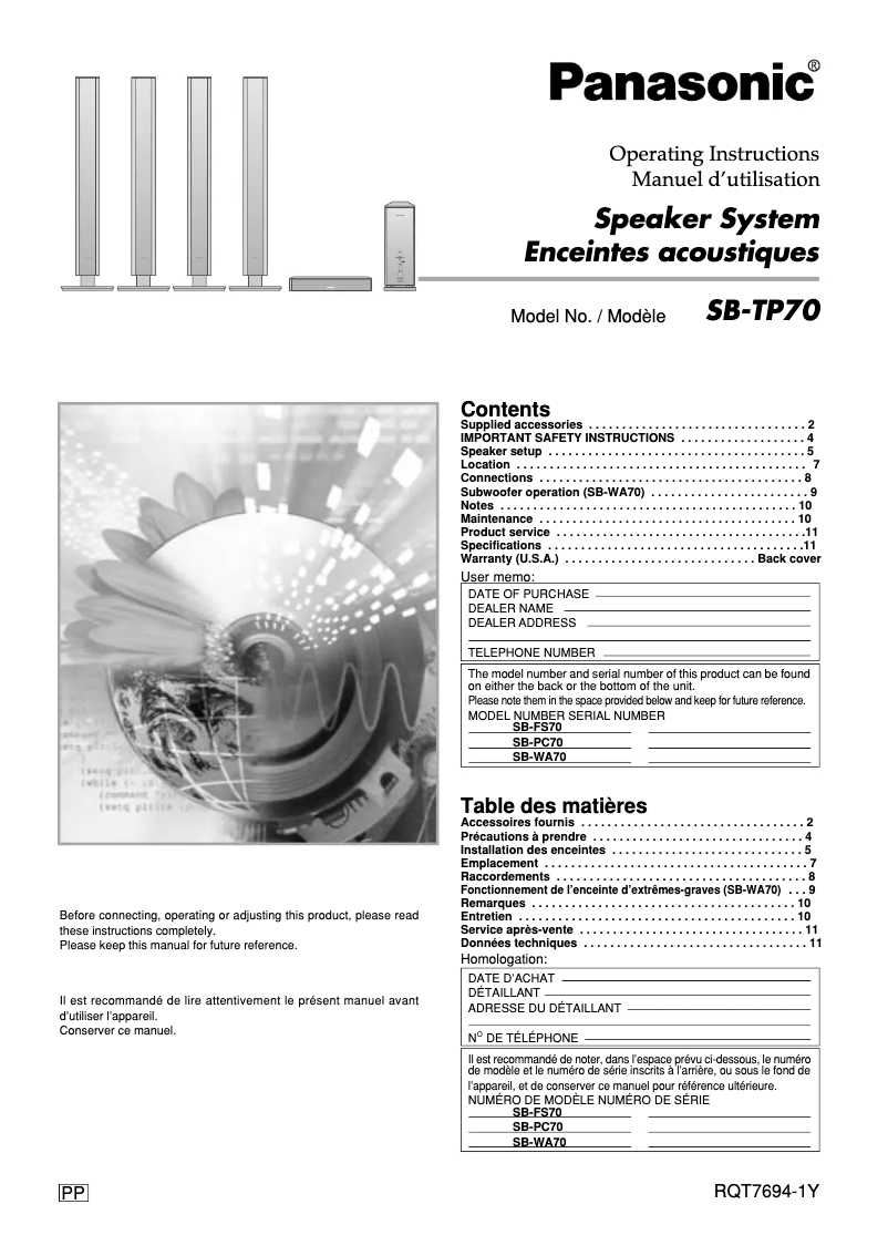 Image de la première page du manuel de l'appareil SB-TP70