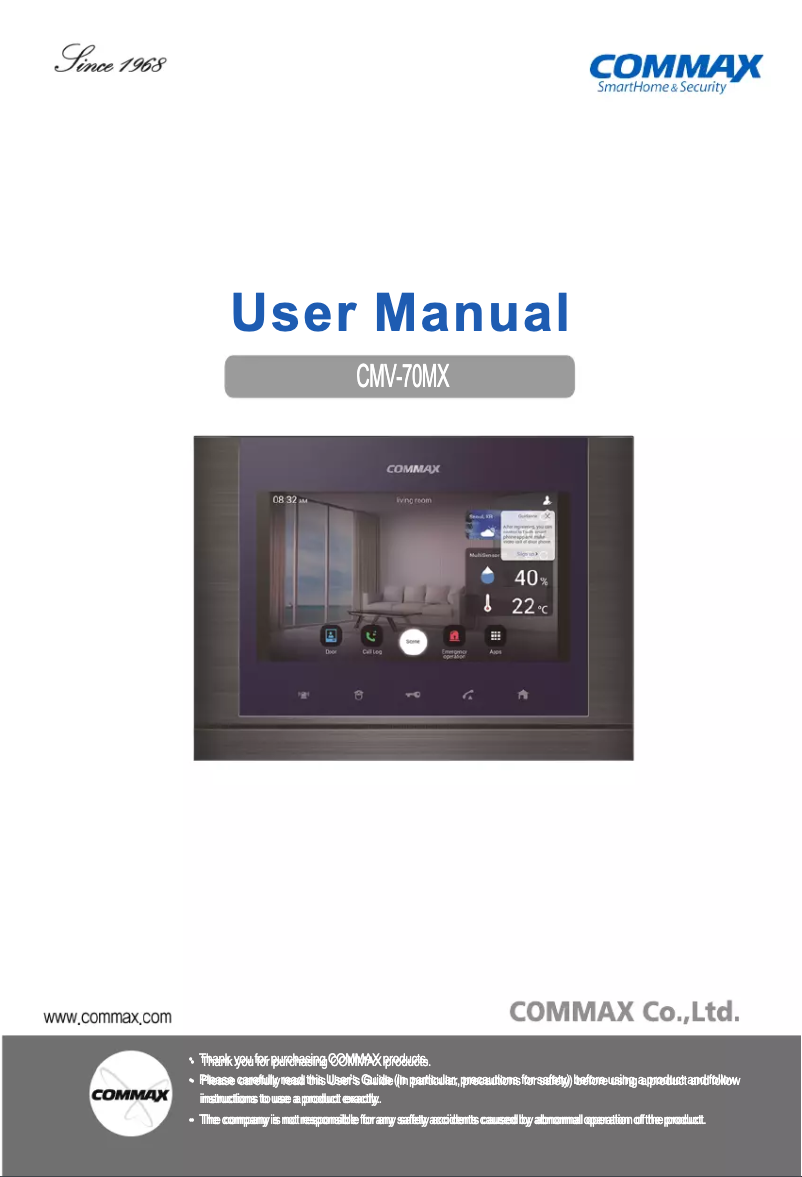 Page 1 de la notice Manuel utilisateur COMMAX CMV-70MX