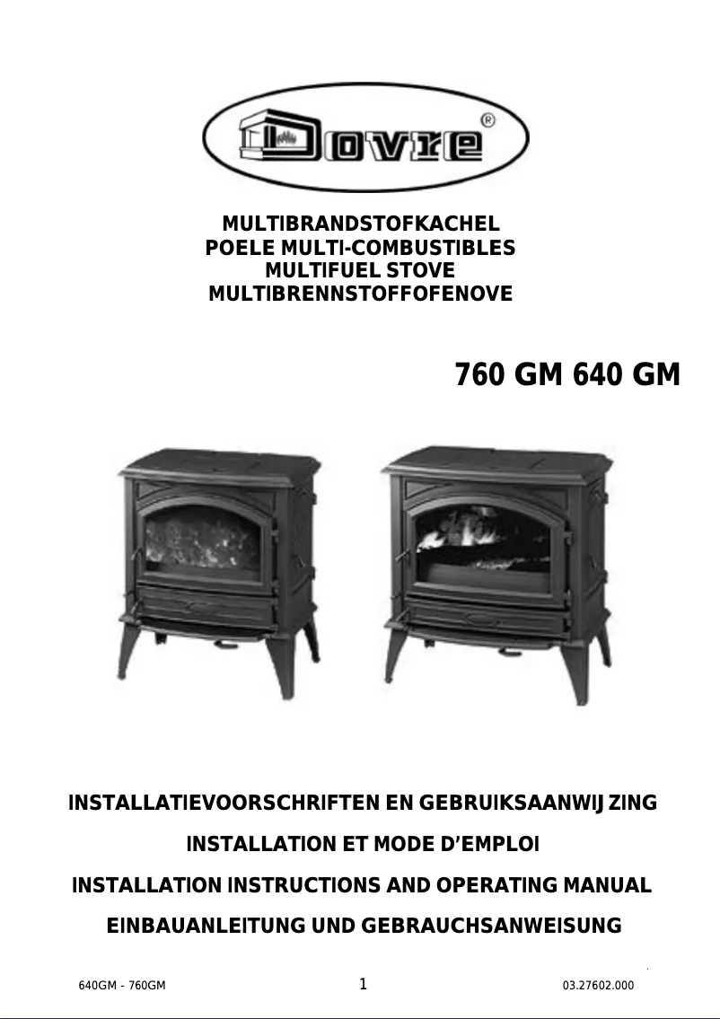 Page n°1 - Manuel utilisateur Dovre 760 GM