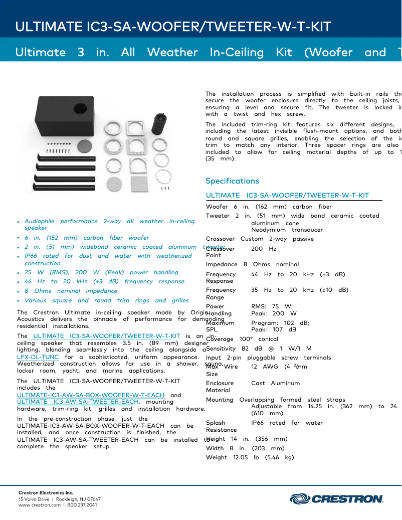 Image de la première page du manuel de l'appareil ULTIMATE IC3-SA-WOOFER