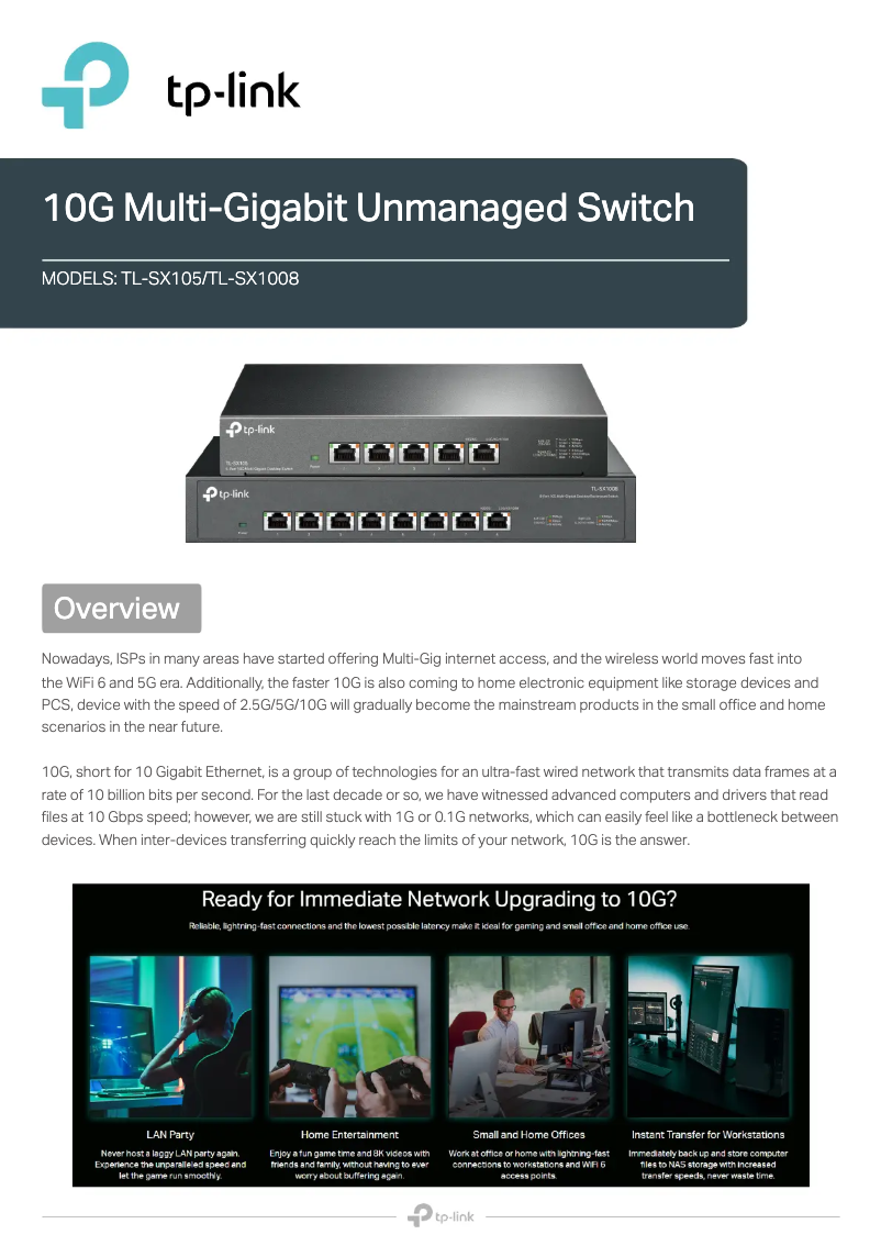 Page 1 de la notice Guide d'installation TP-Link TL-SX1008