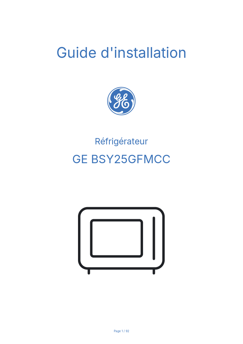 Image de la première page du manuel de l'appareil BSY25GFMCC