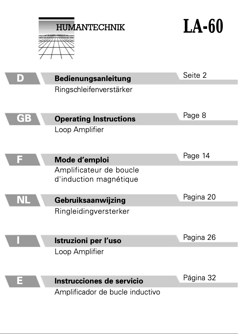 Image de la première page du manuel de l'appareil LA-60