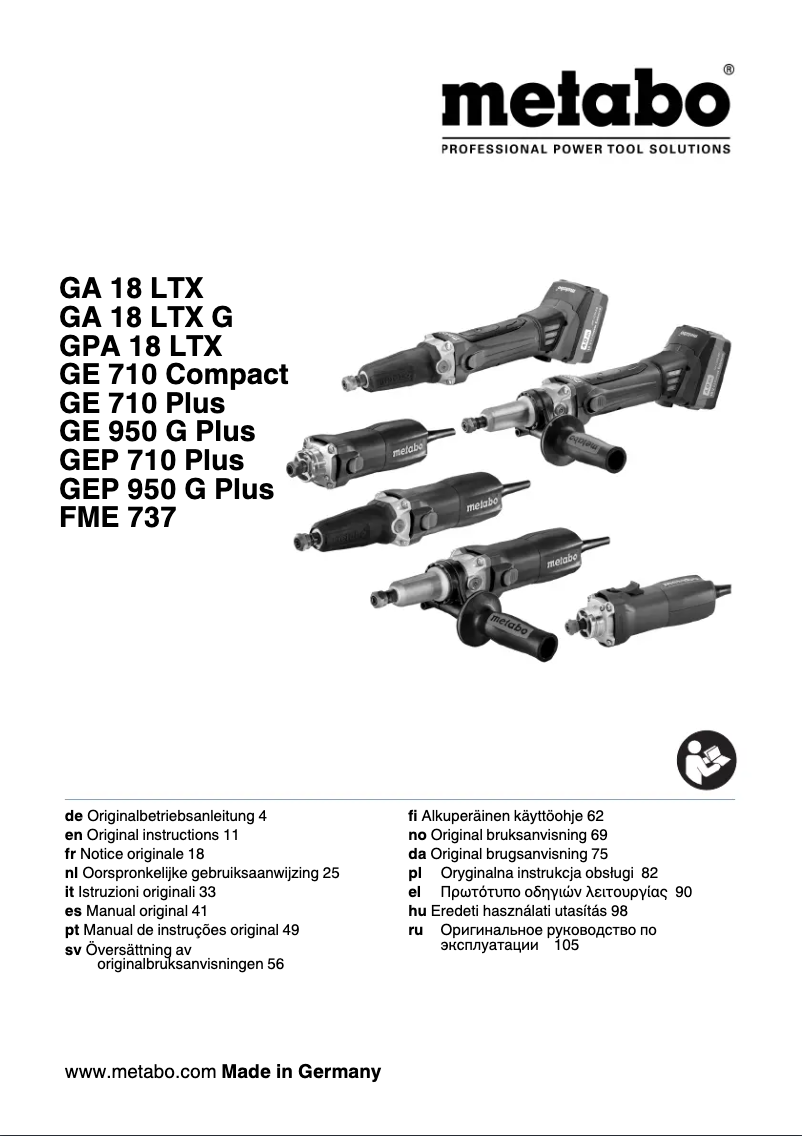 Page n°1 - Manuel utilisateur Metabo G 400