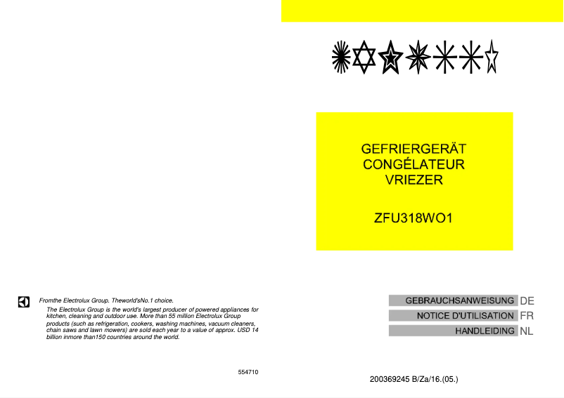 Image de la première page du manuel de l'appareil ZFU318WO1