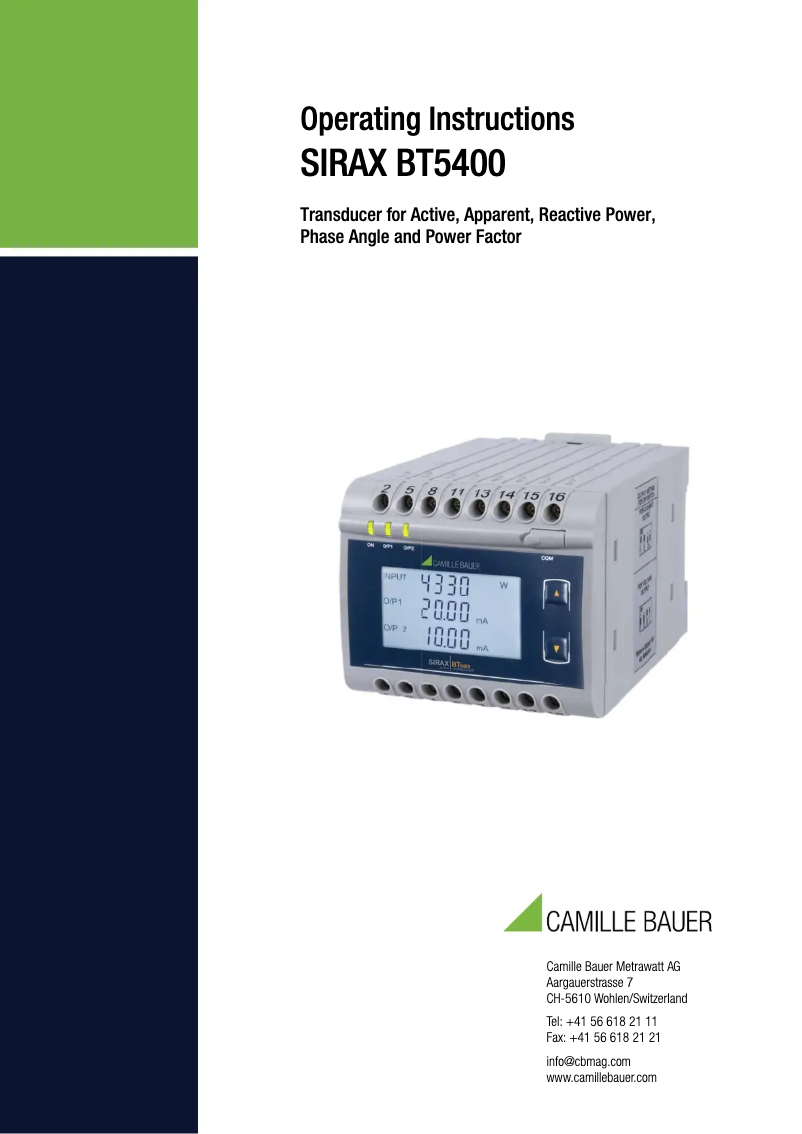 Image de la première page du manuel de l'appareil SIRAX BT5400