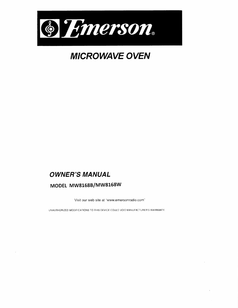 Page n°1 - Manuel utilisateur Emerson MW8168B