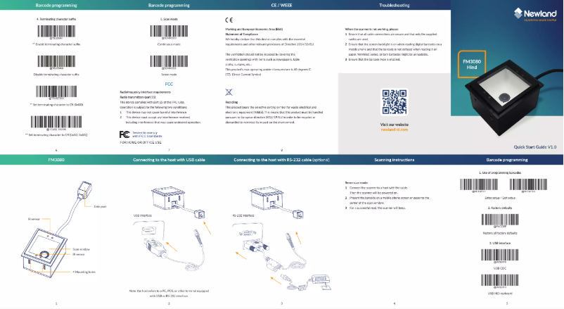 Página 1 del manual Guía de inicio rápido Newland FM3080 Hind