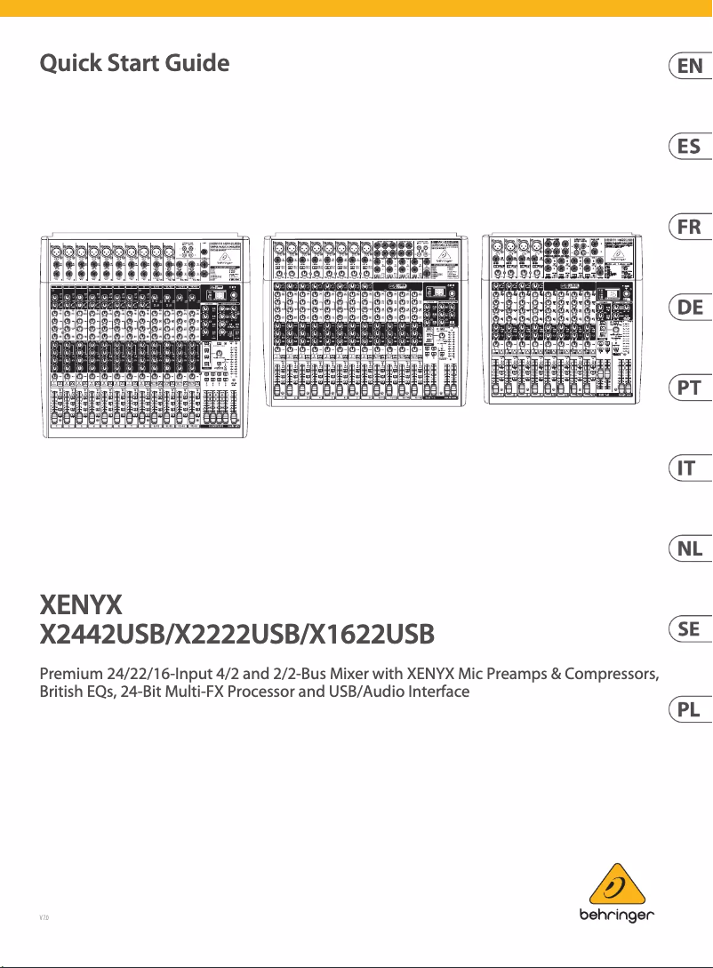 Page n°1 - Guide de démarrage rapide Behringer Xenyx X1622USB