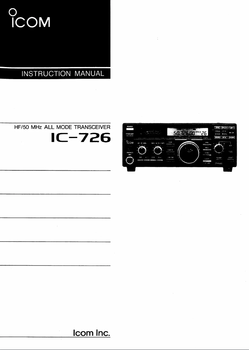 Page n°1 - Manuel utilisateur ICOM IC-726