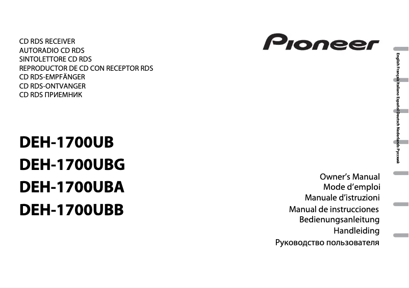 Page 1 de la notice Manuel utilisateur Pioneer DEH-1700UBG