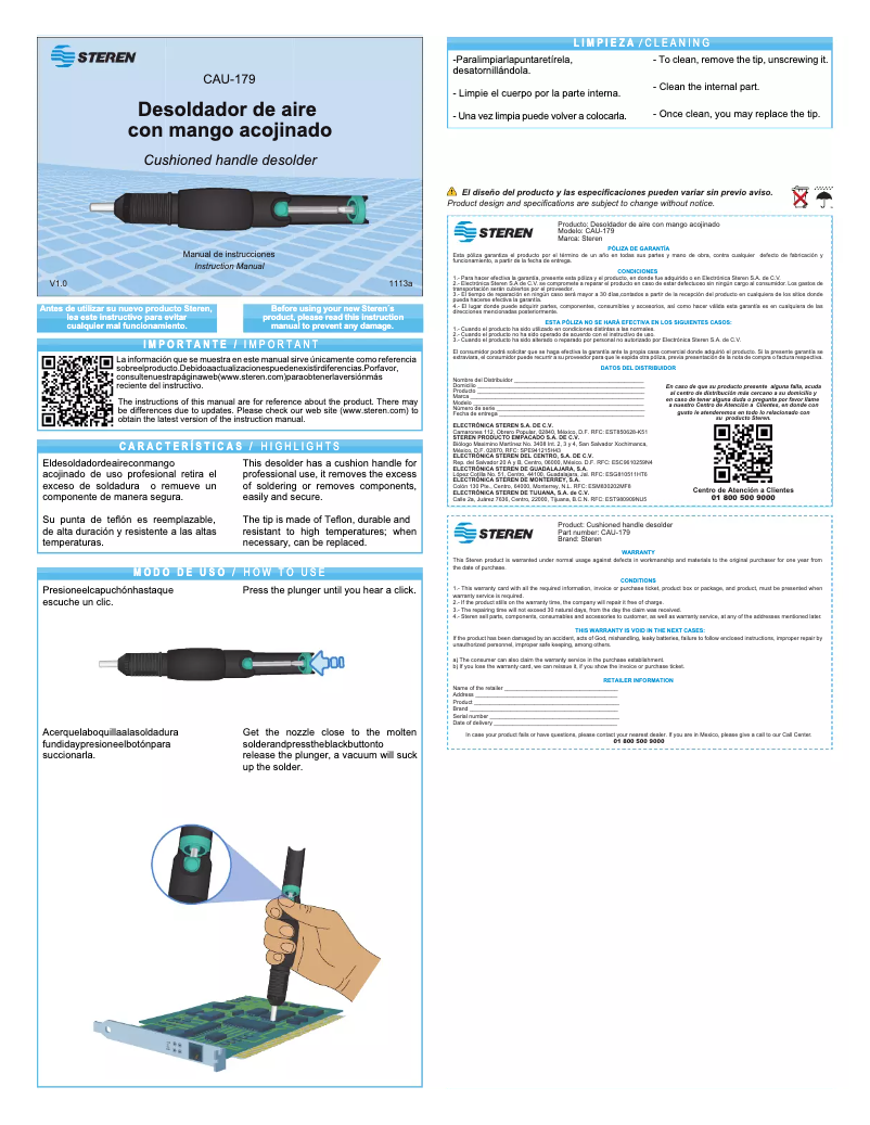 Página 1 del manual Manual de usuario Steren CAU-179