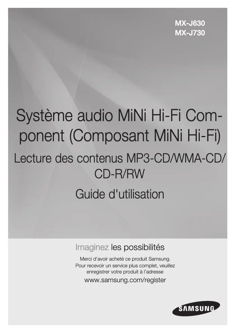 Page 1 de la notice Manuel utilisateur Samsung MX-J630