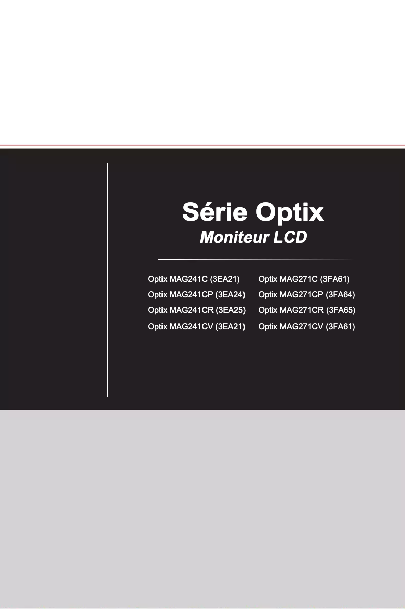 Page 1 de la notice Manuel utilisateur MSI Optix MAG271CR