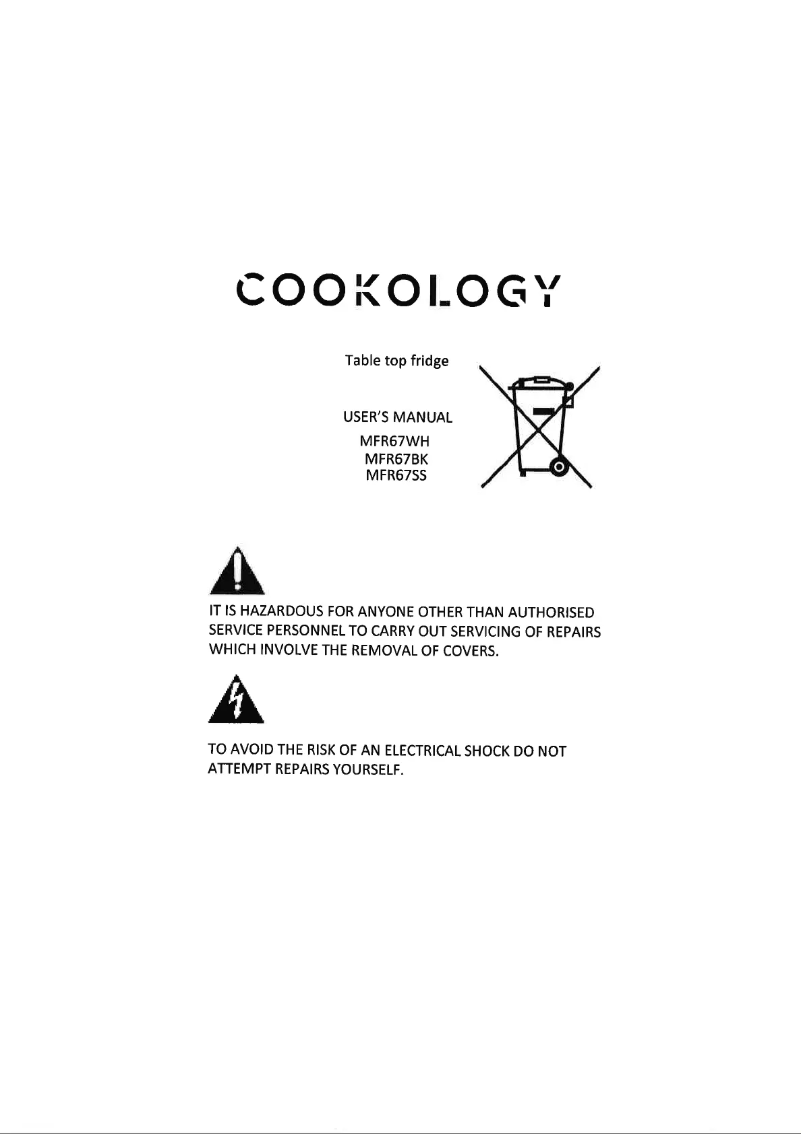 Page 1 de la notice Manuel utilisateur Cookology MFR67WH