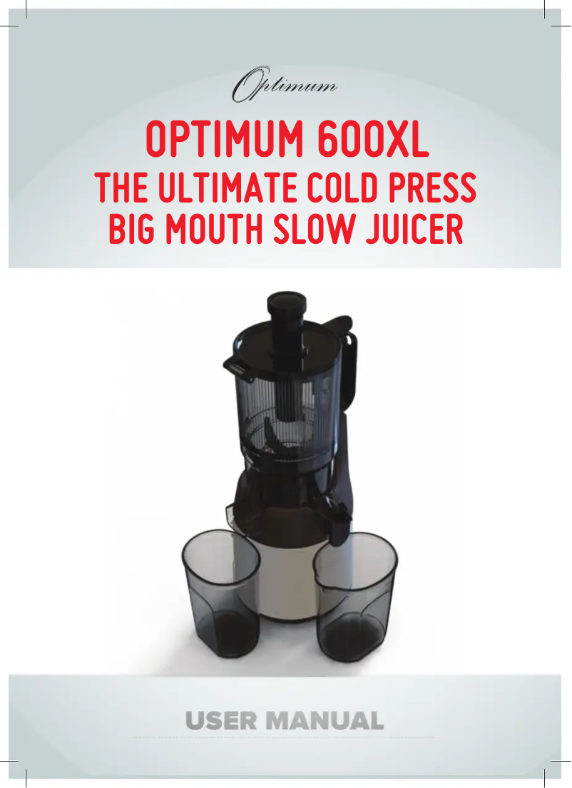 Page 1 de la notice Manuel utilisateur Optimum 600XL