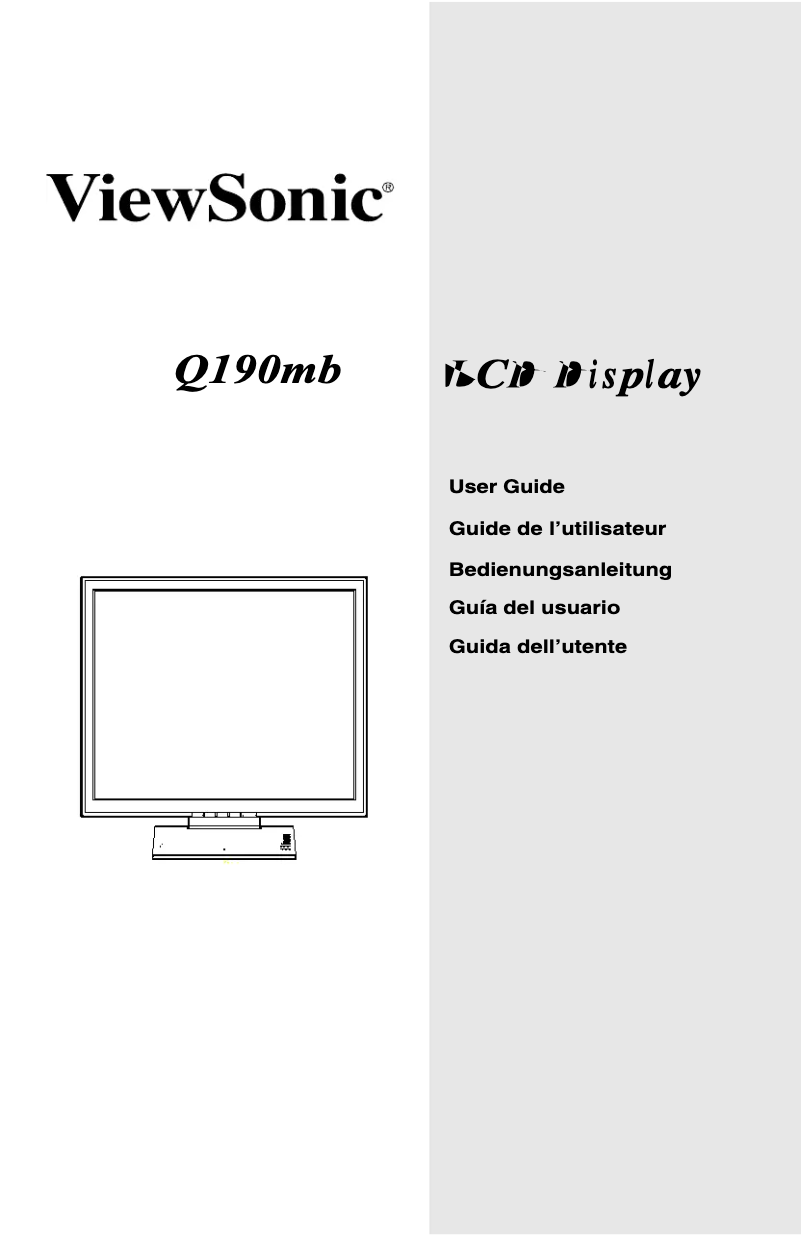 Page 1 de la notice Manuel utilisateur Viewsonic Optiquest Q190mb