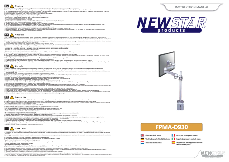Page 1 de la notice Manuel utilisateur Newstar FPMA-D930D-6