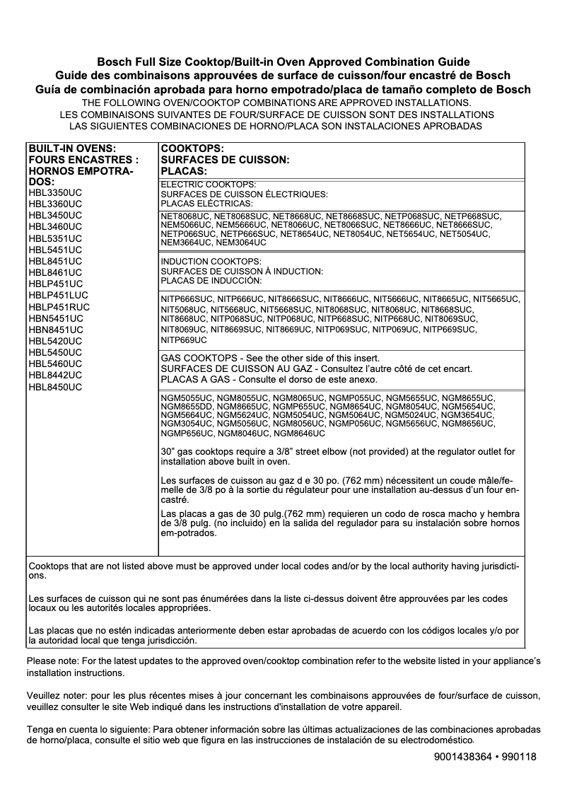 Page 1 de la notice Mode d'emploi Bosch NIT5668UC