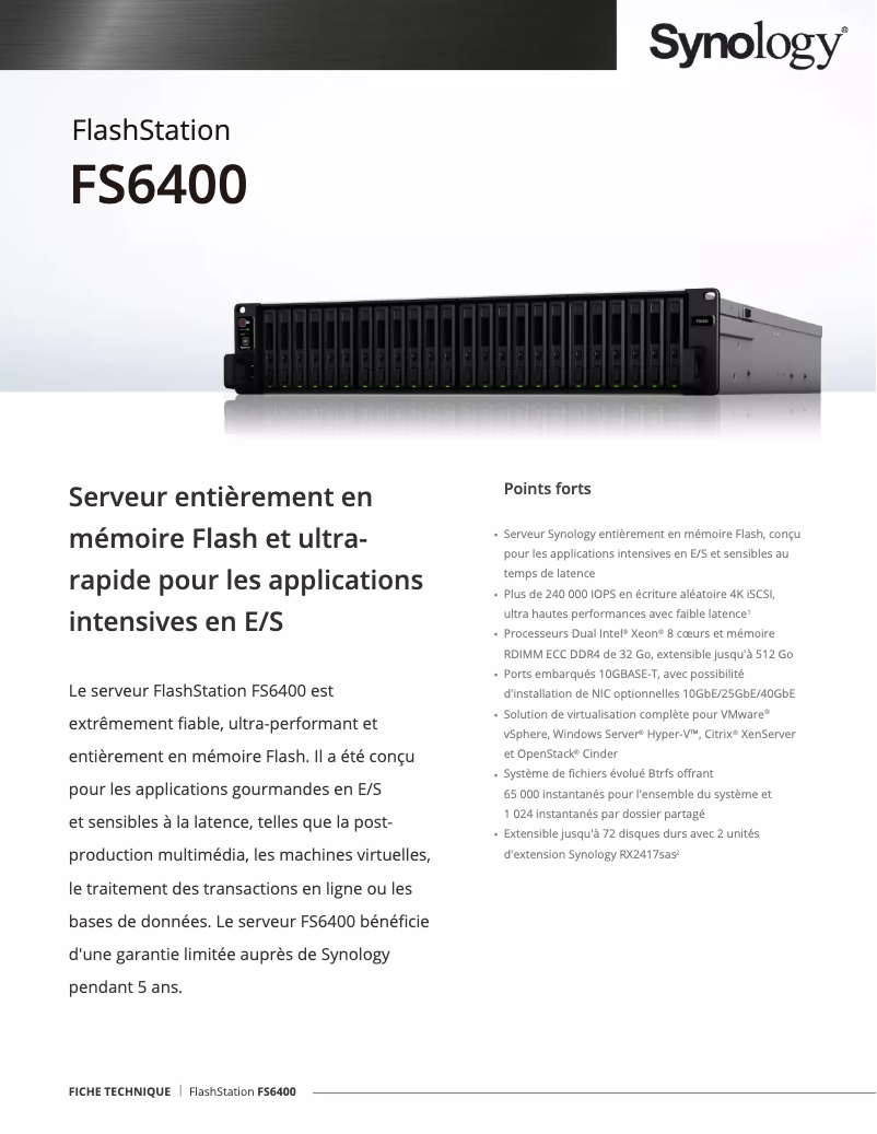 Page n°1 - Fiche technique Synology FS6400