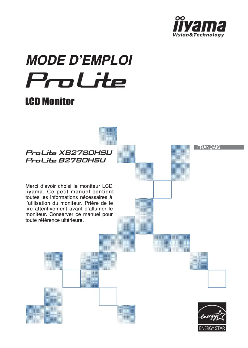 Page 1 de la notice Manuel utilisateur Iiyama B2780HSU-W1