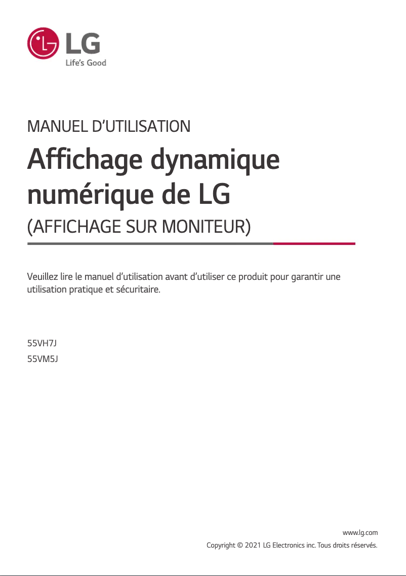 Page n°1 - Manuel utilisateur LG 55VH7J