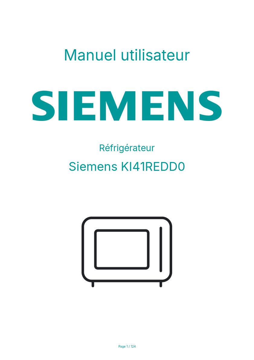 Page 1 de la notice Manuel utilisateur Siemens KI41REDD0