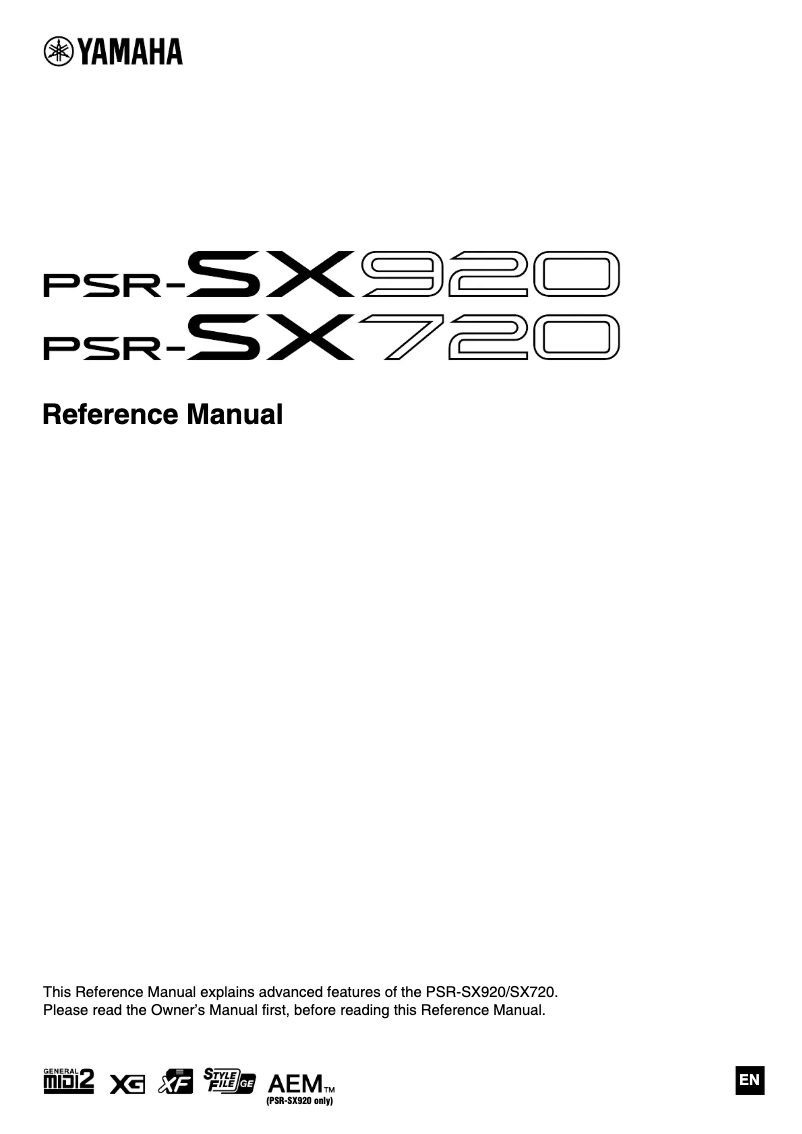 Page 1 de la notice Manuel utilisateur Yamaha PSR-SX720