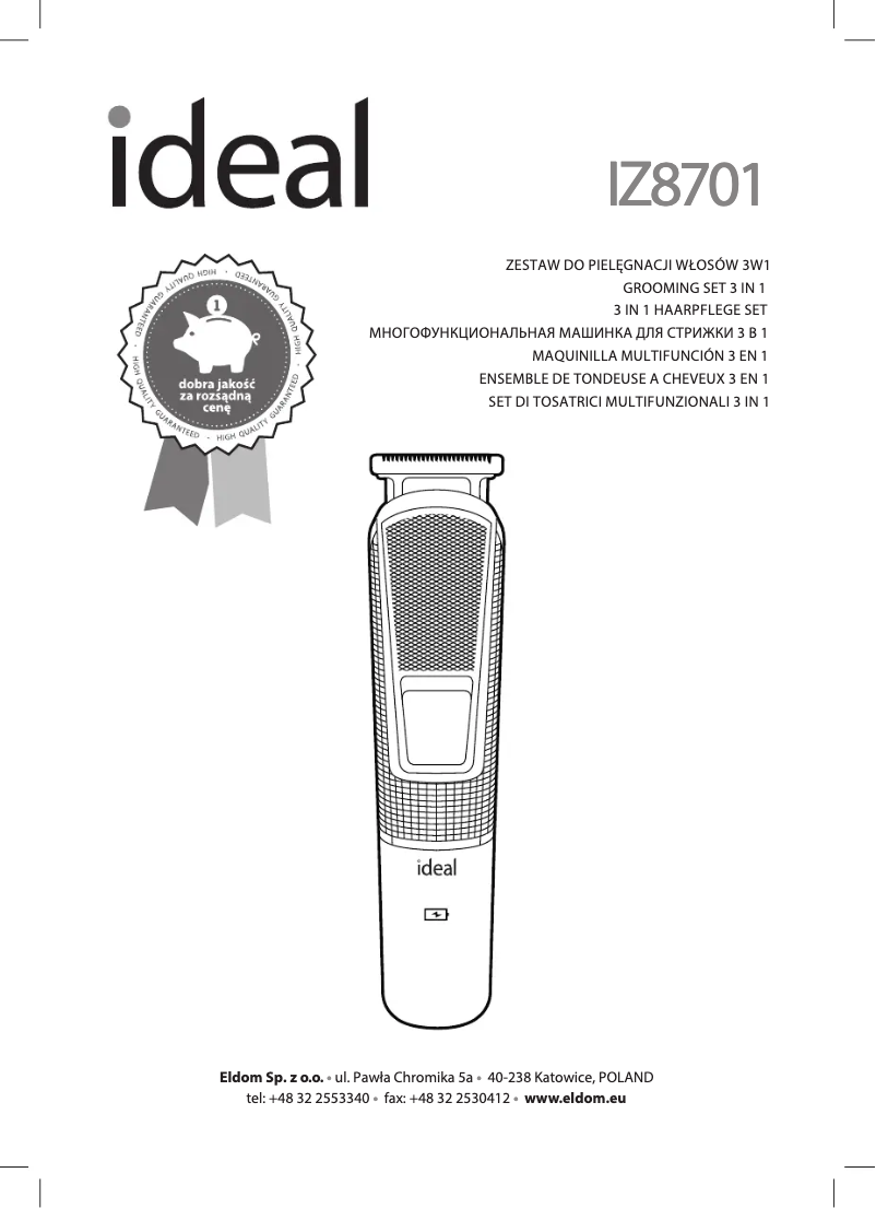 Image de la première page du manuel de l'appareil IDEAL IZ8701