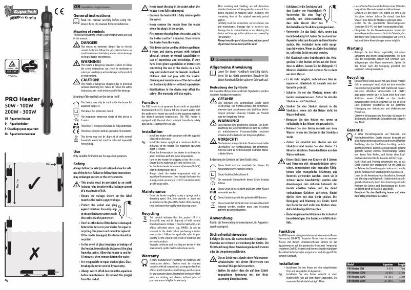 Image de la première page du manuel de l'appareil Pro Heater 50W