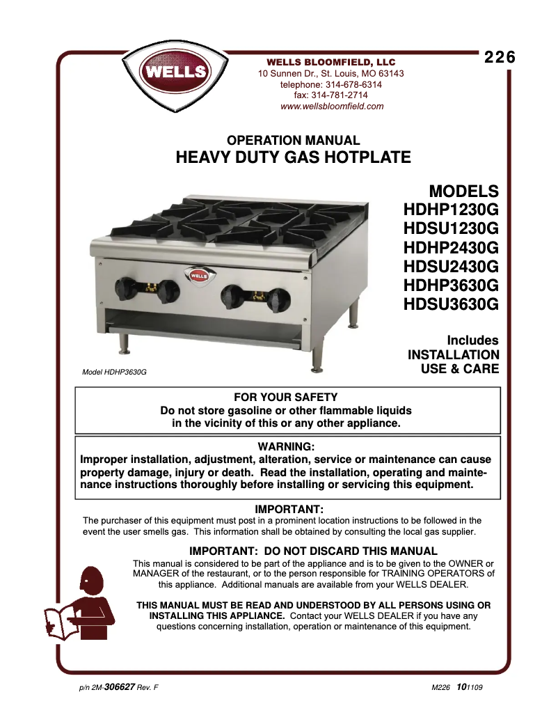 Page 1 de la notice Manuel utilisateur Wells HDHP1230G