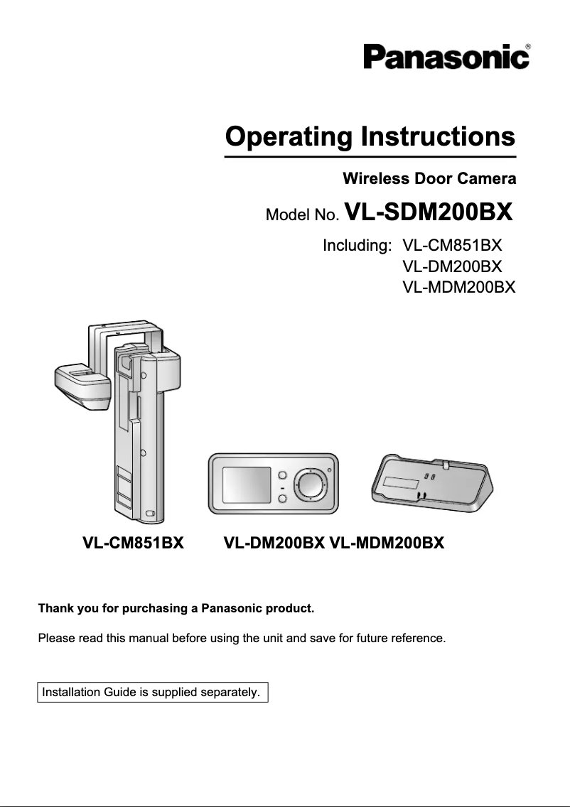 Page n°1 - Manuel utilisateur Panasonic VL-SDM200BX